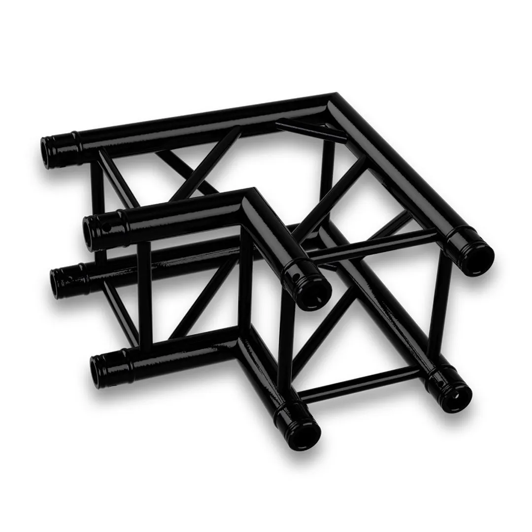 BLACK 2-WAY 90° CORNER FOR 290 × 290 MM SQUARE ALUMINUM TRUSS